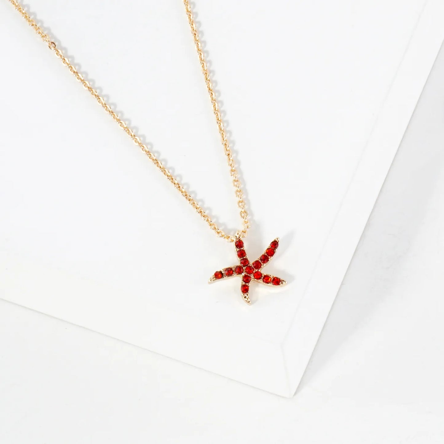 Sea-Life Crystal-Pave 11mm Starfish Pendant Necklace