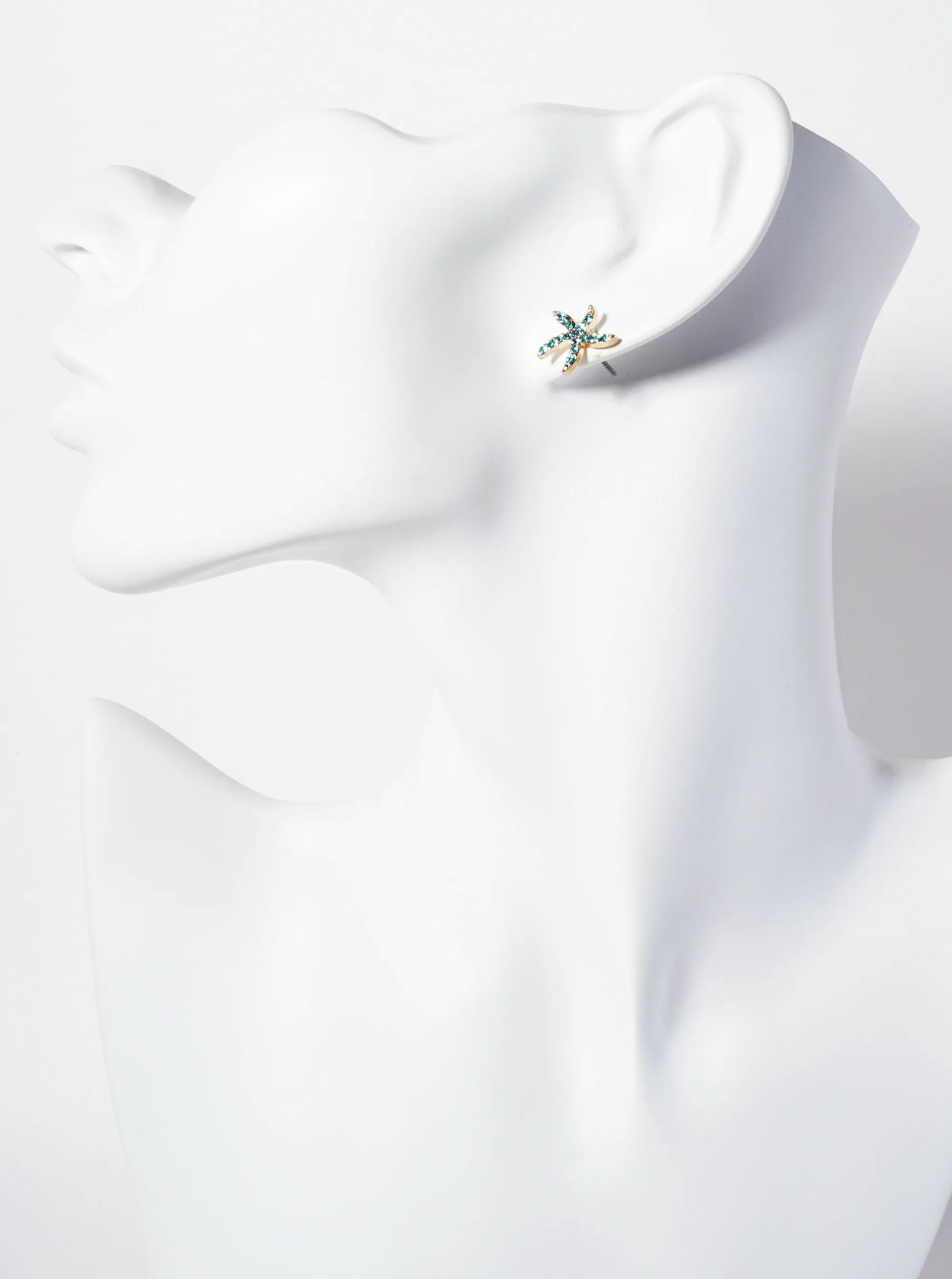 Sea-Life Crystal-Pave 13mm Starfish Stud Earrings
