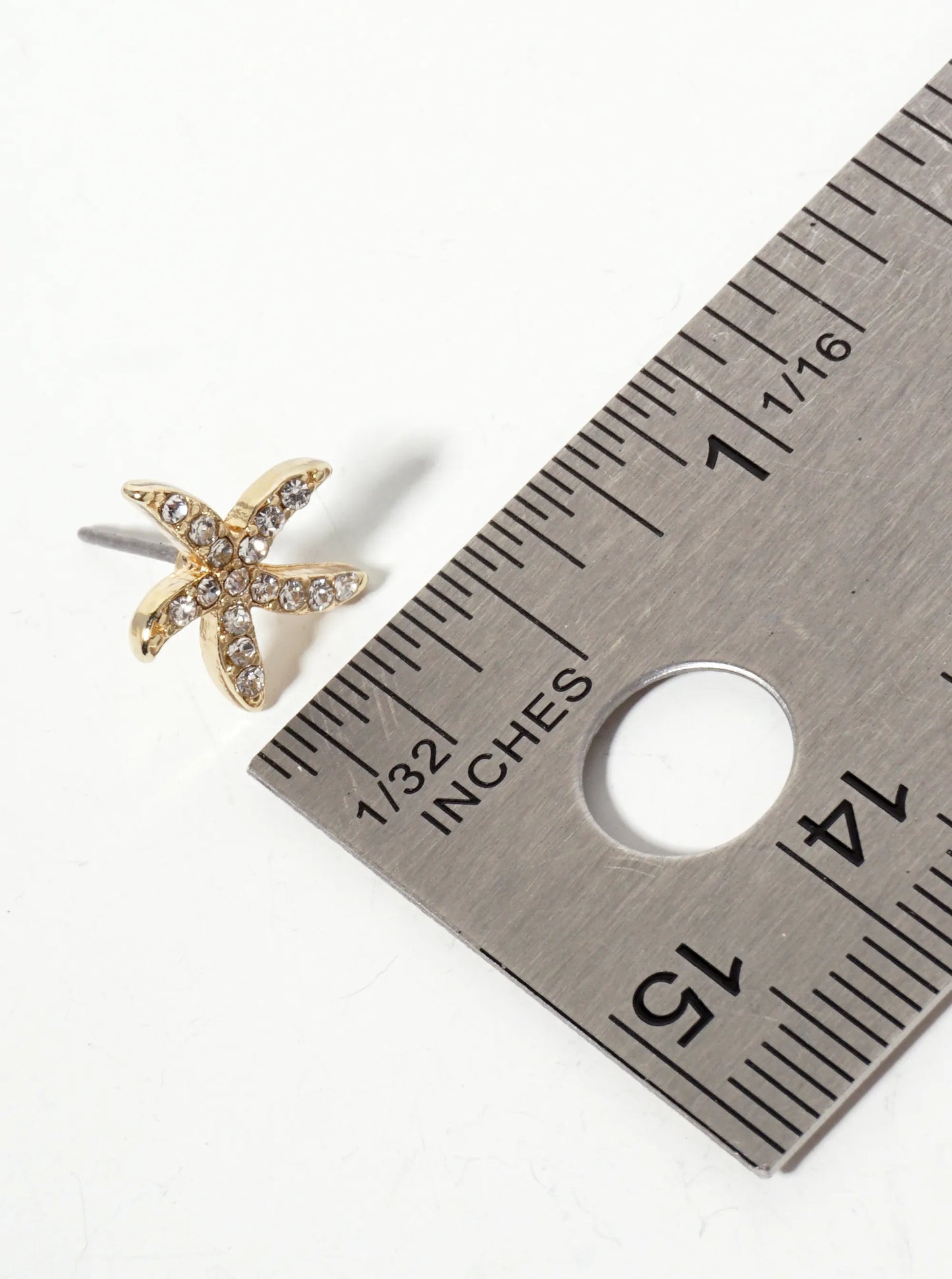 Sea-Life Crystal-Pave 13mm Starfish Stud Earrings