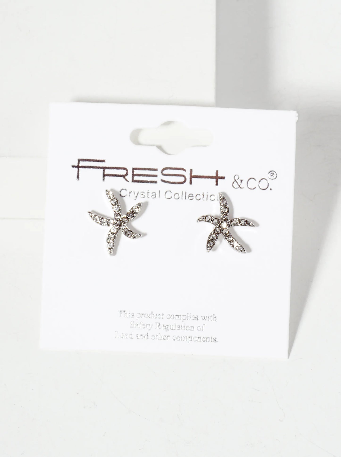 Sea-Life Crystal-Pave 13mm Starfish Stud Earrings