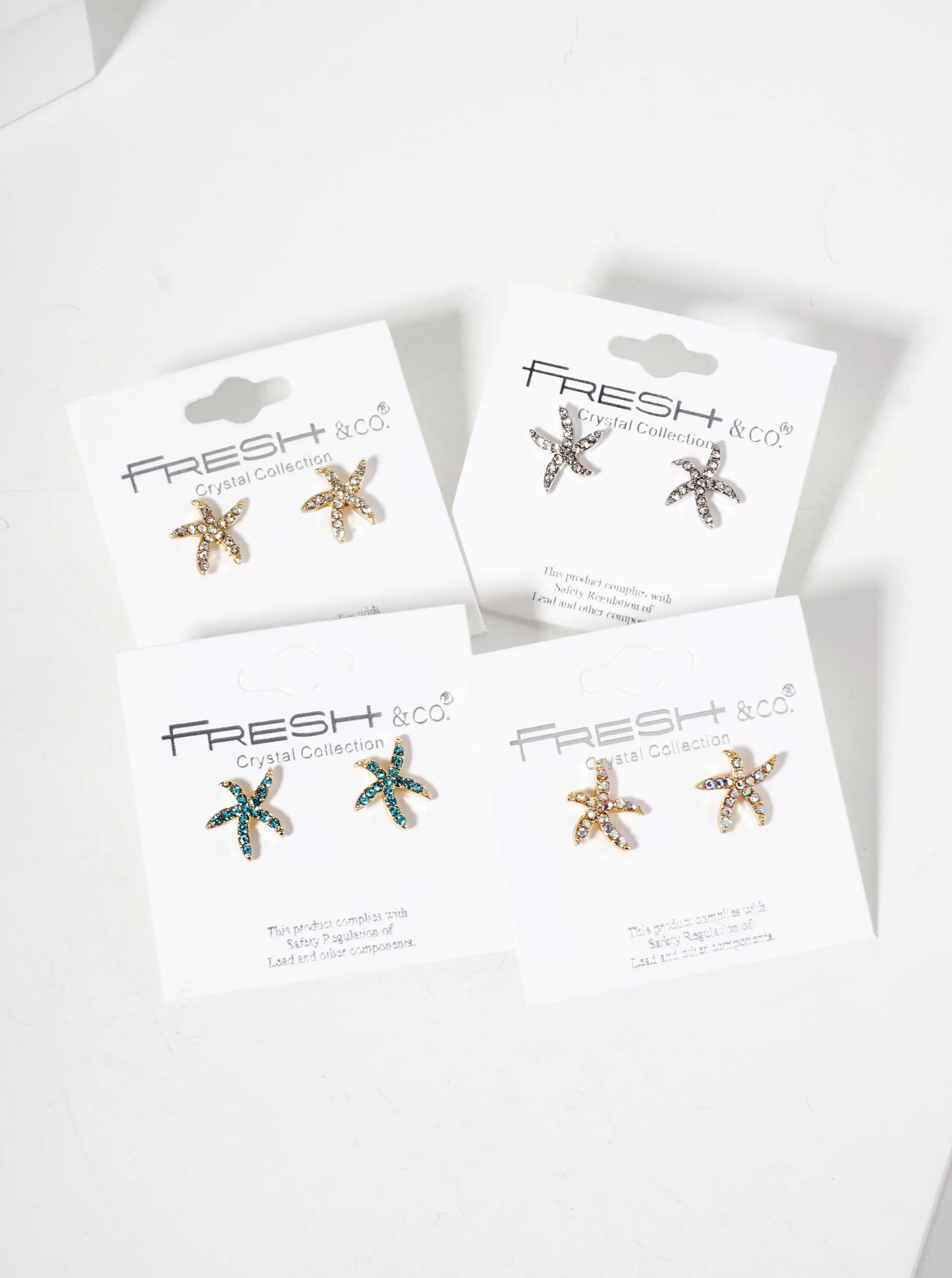 Sea-Life Crystal-Pave 13mm Starfish Stud Earrings