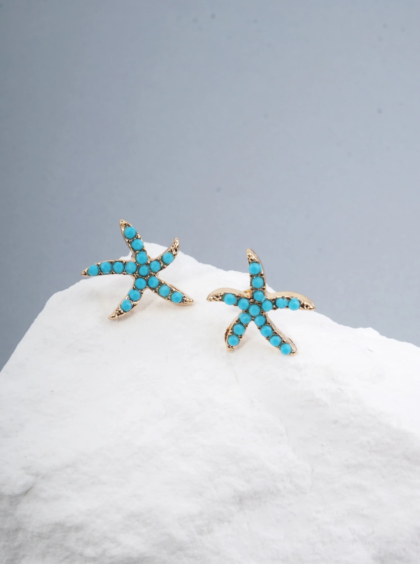 Sea-Life Crystal-Pave 13mm Starfish Stud Earrings