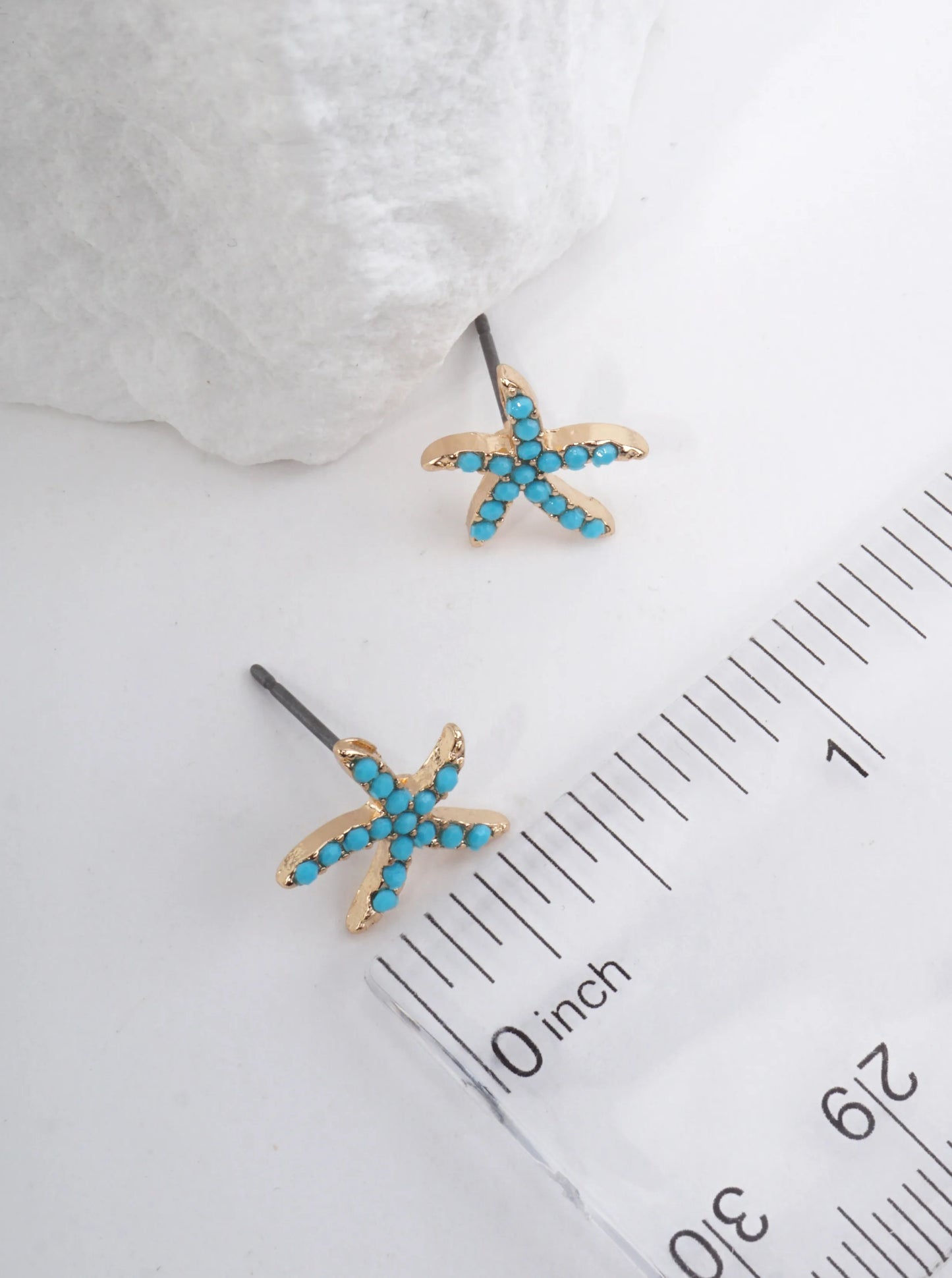 Sea-Life Crystal-Pave 13mm Starfish Stud Earrings