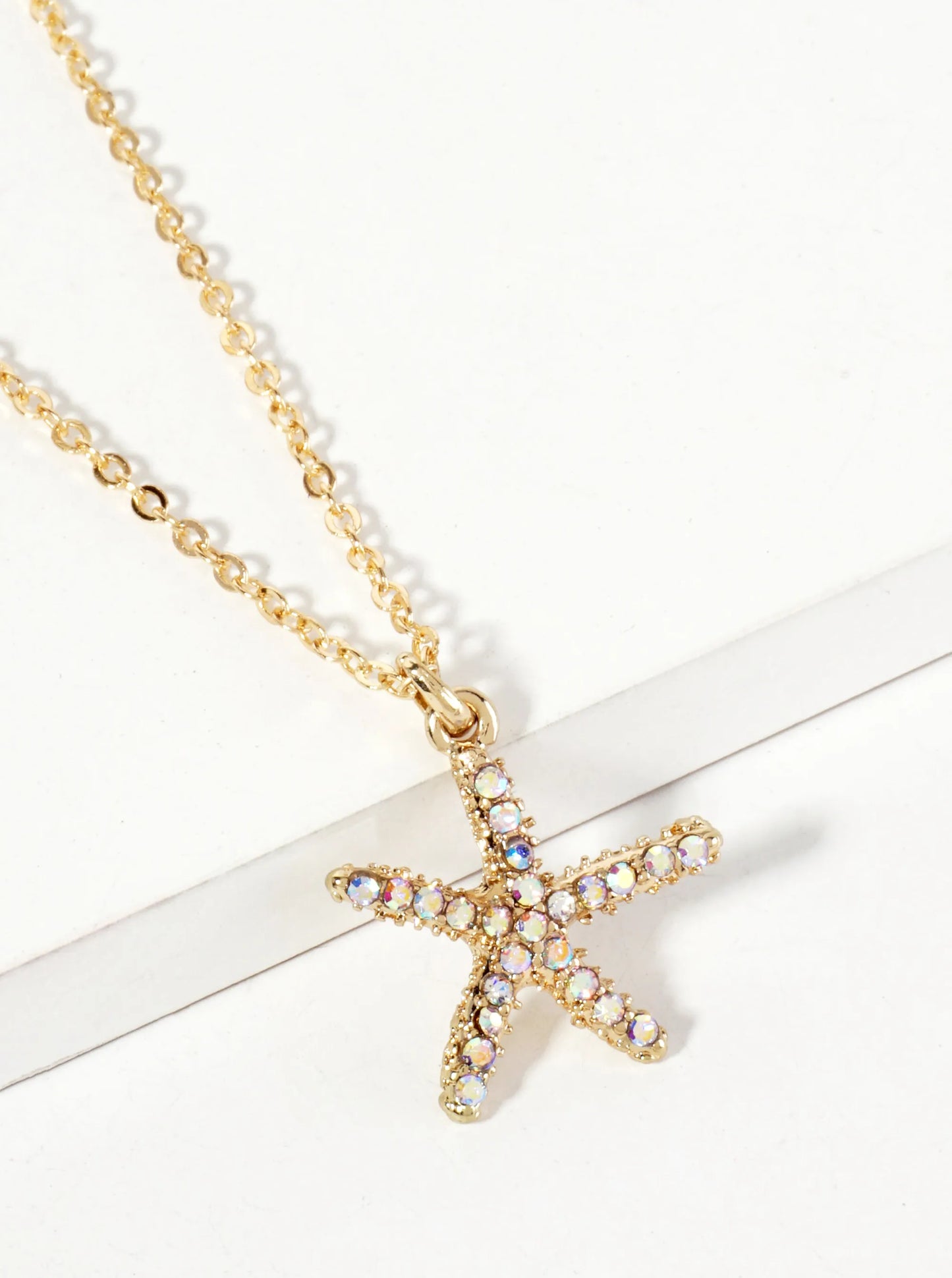 Sea-Life Crystal-Pave 20mm Starfish Pendant Necklace