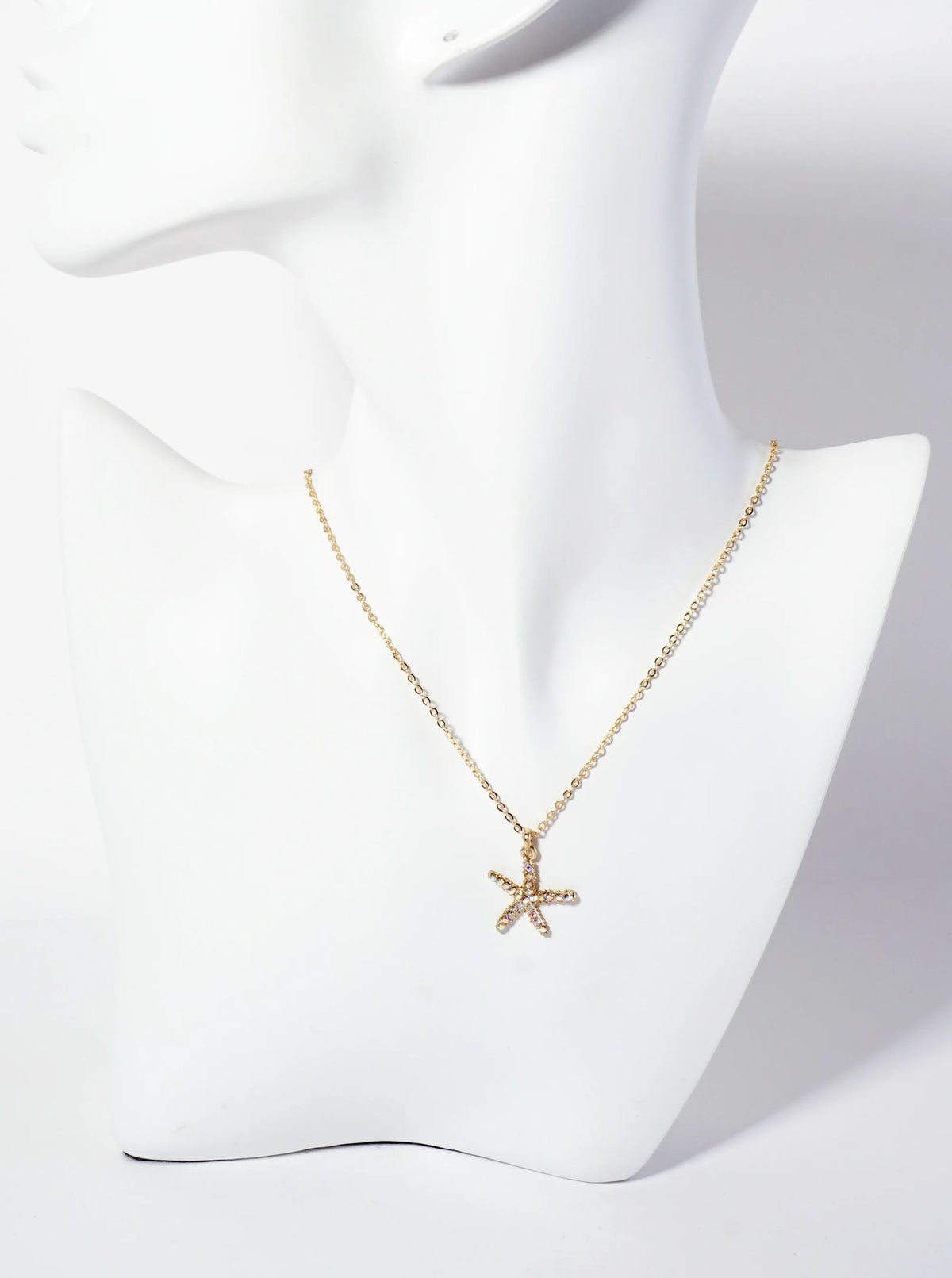 Sea-Life Crystal-Pave 20mm Starfish Pendant Necklace