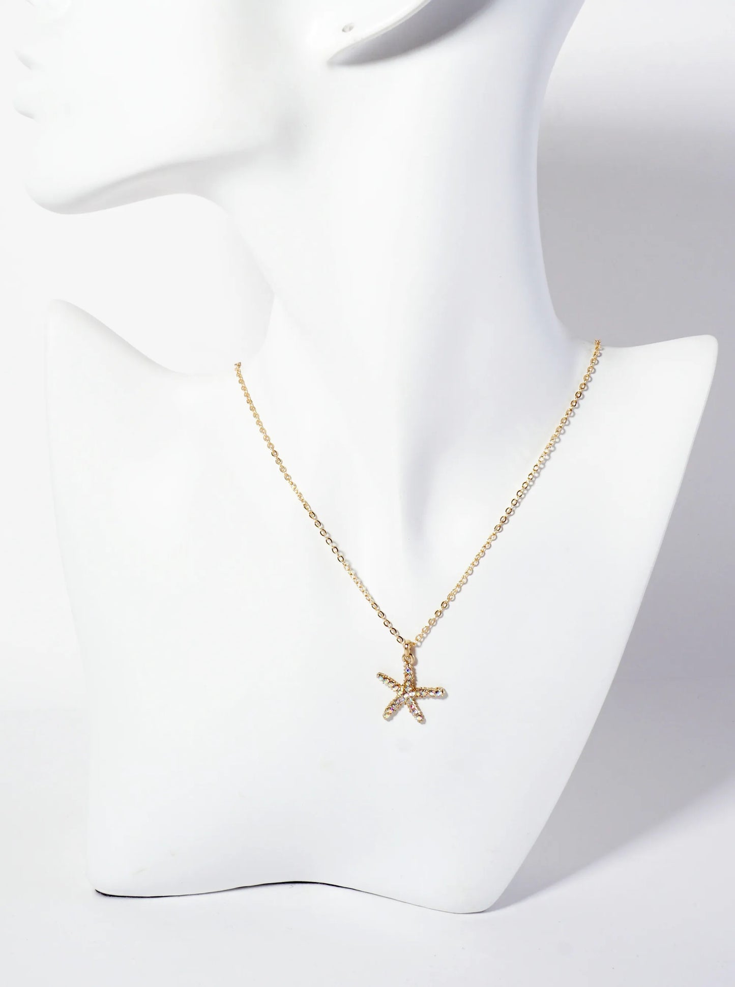 Sea-Life Crystal-Pave 20mm Starfish Pendant Necklace