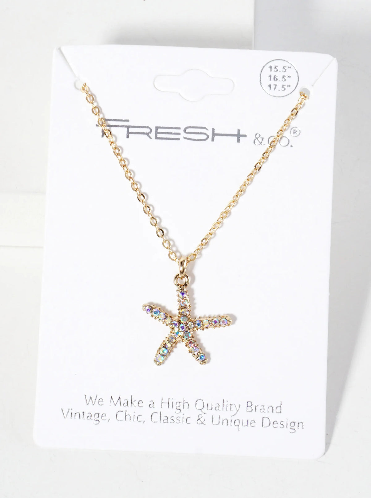 Sea-Life Crystal-Pave 20mm Starfish Pendant Necklace