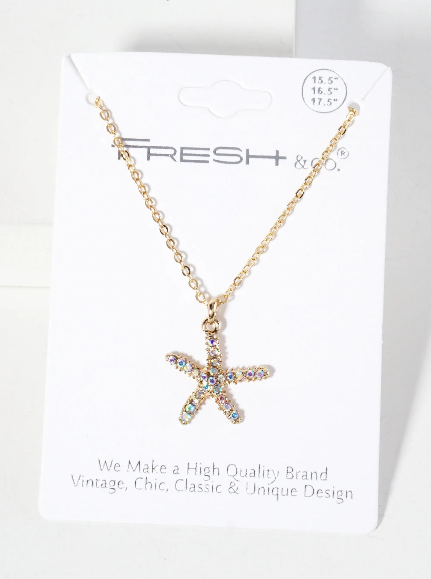 Sea-Life Crystal-Pave 20mm Starfish Pendant Necklace