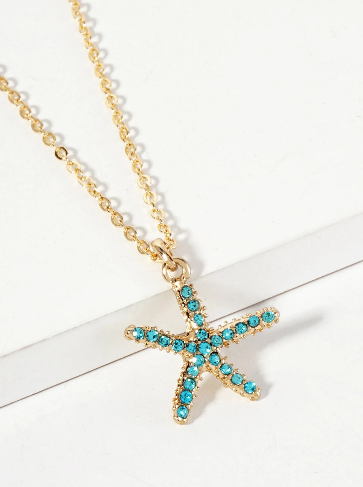 Sea-Life Crystal-Pave 20mm Starfish Pendant Necklace