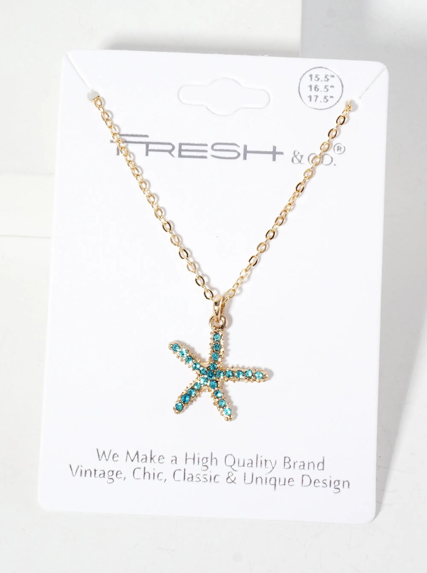 Sea-Life Crystal-Pave 20mm Starfish Pendant Necklace