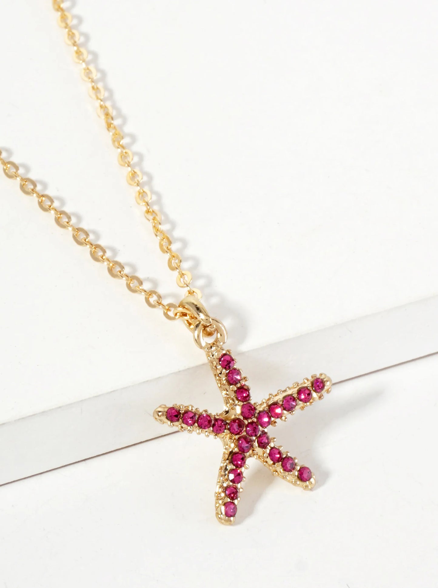 Sea-Life Crystal-Pave 20mm Starfish Pendant Necklace