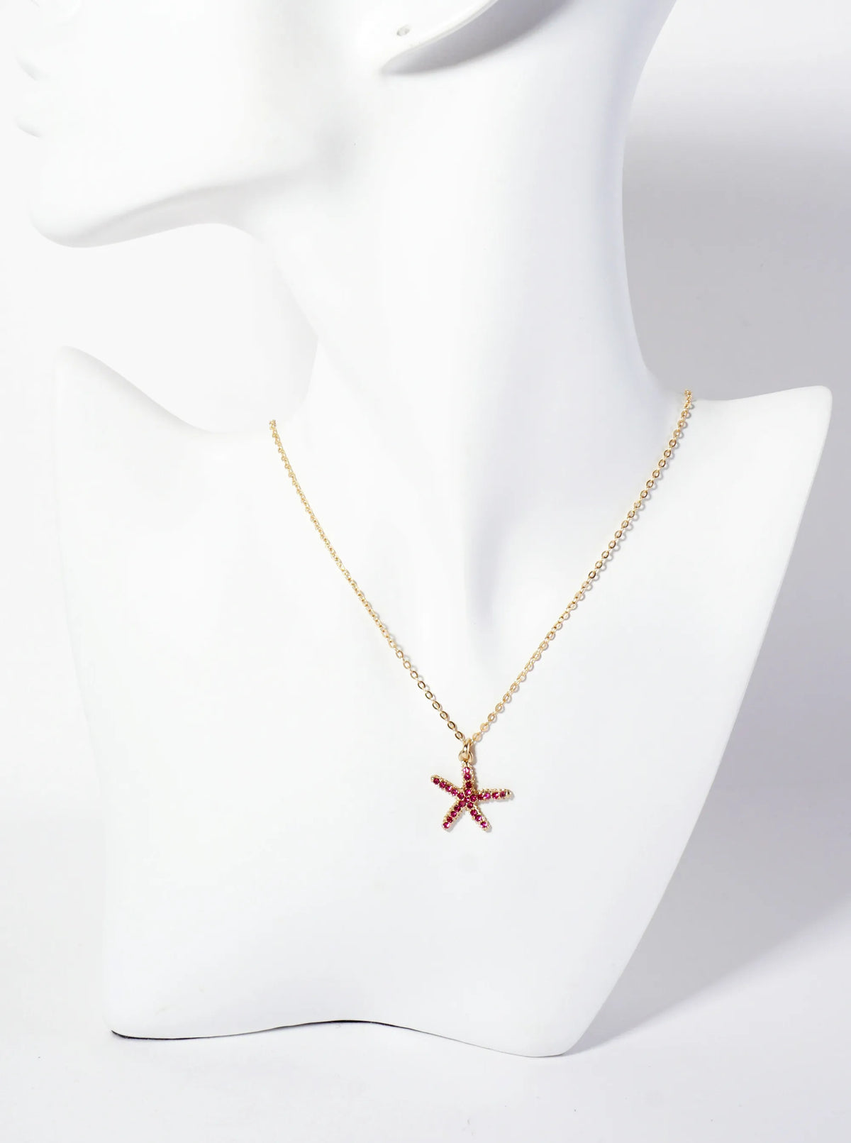 Sea-Life Crystal-Pave 20mm Starfish Pendant Necklace