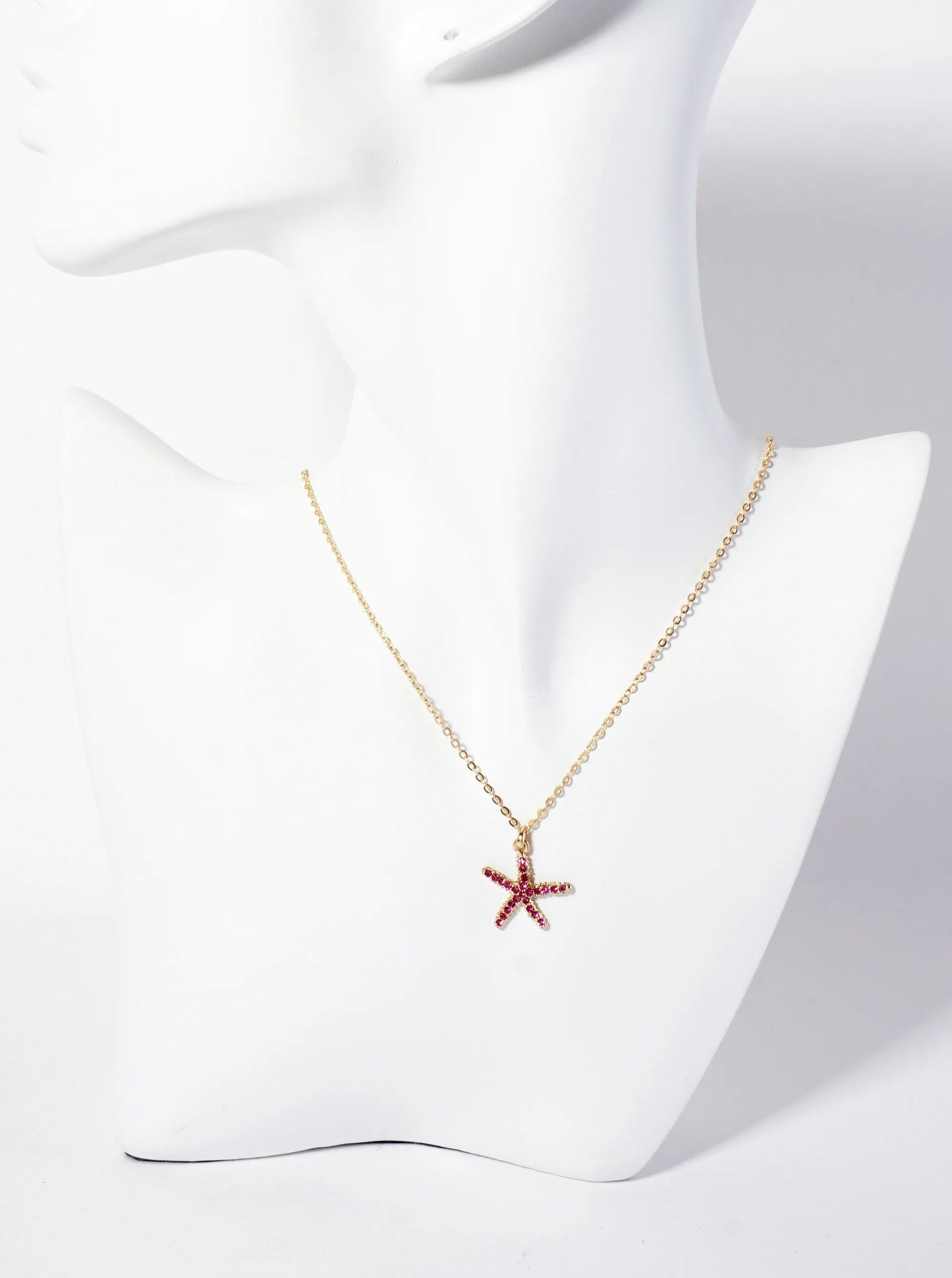 Sea-Life Crystal-Pave 20mm Starfish Pendant Necklace