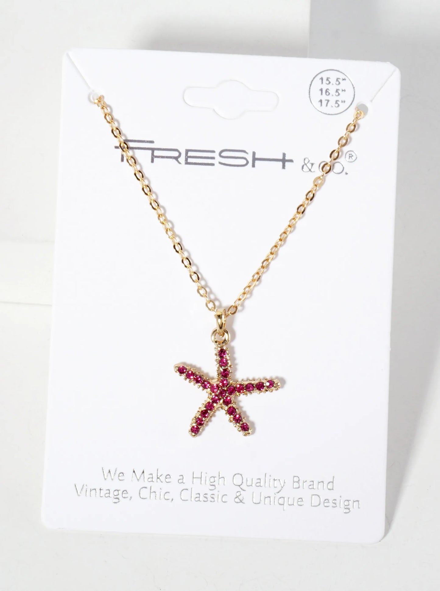 Sea-Life Crystal-Pave 20mm Starfish Pendant Necklace