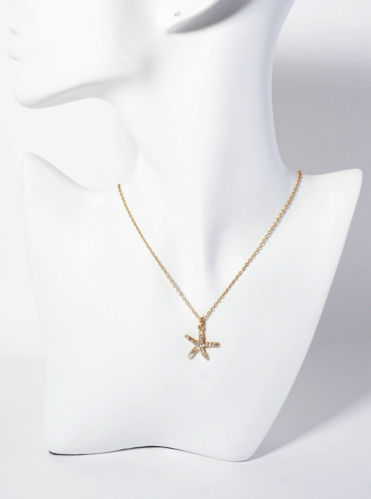Sea-Life Crystal-Pave 20mm Starfish Pendant Necklace