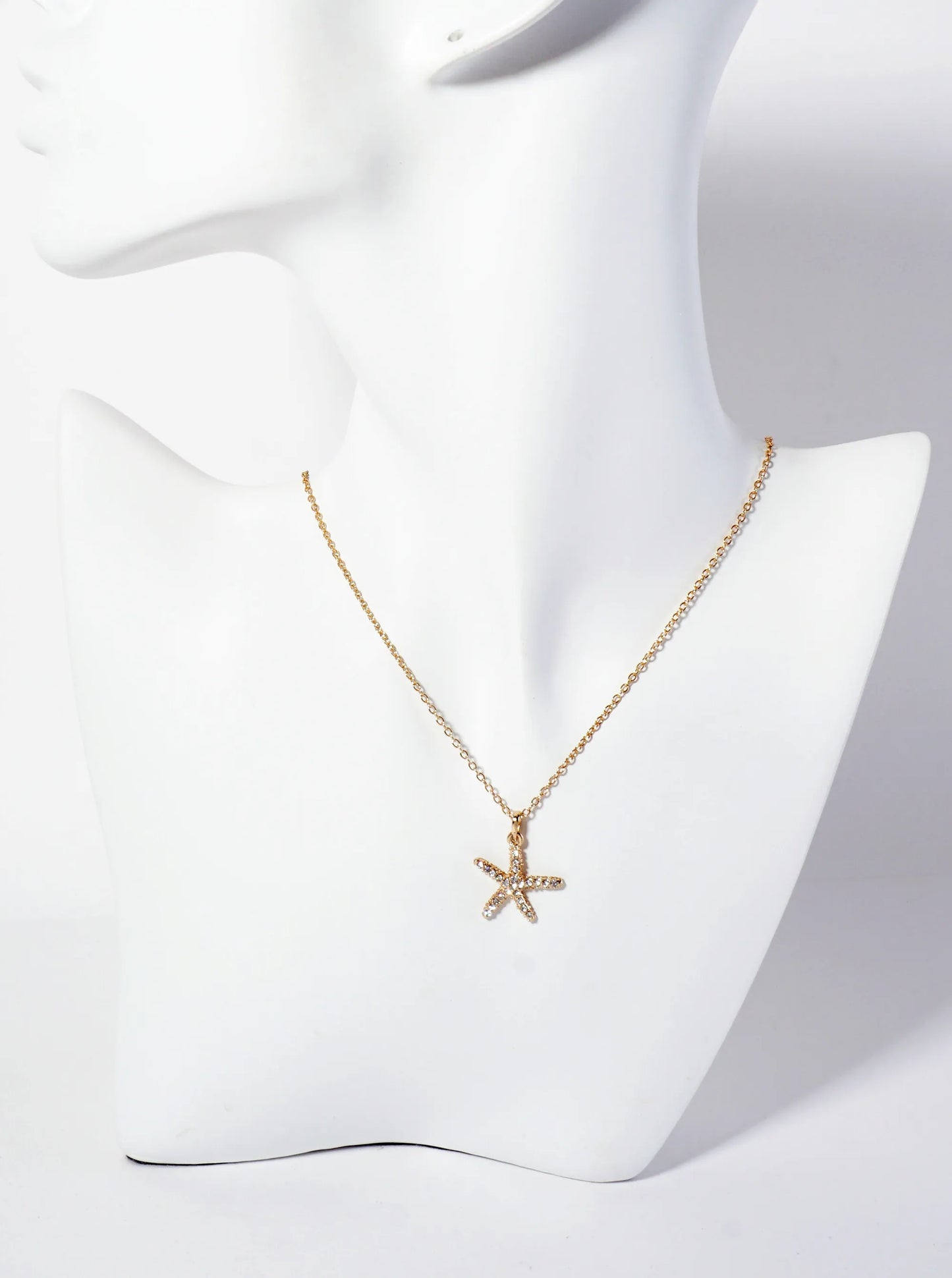 Sea-Life Crystal-Pave 20mm Starfish Pendant Necklace