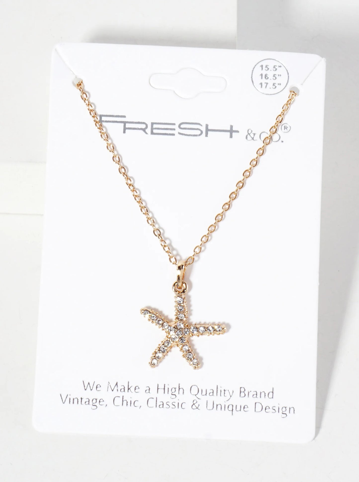 Sea-Life Crystal-Pave 20mm Starfish Pendant Necklace