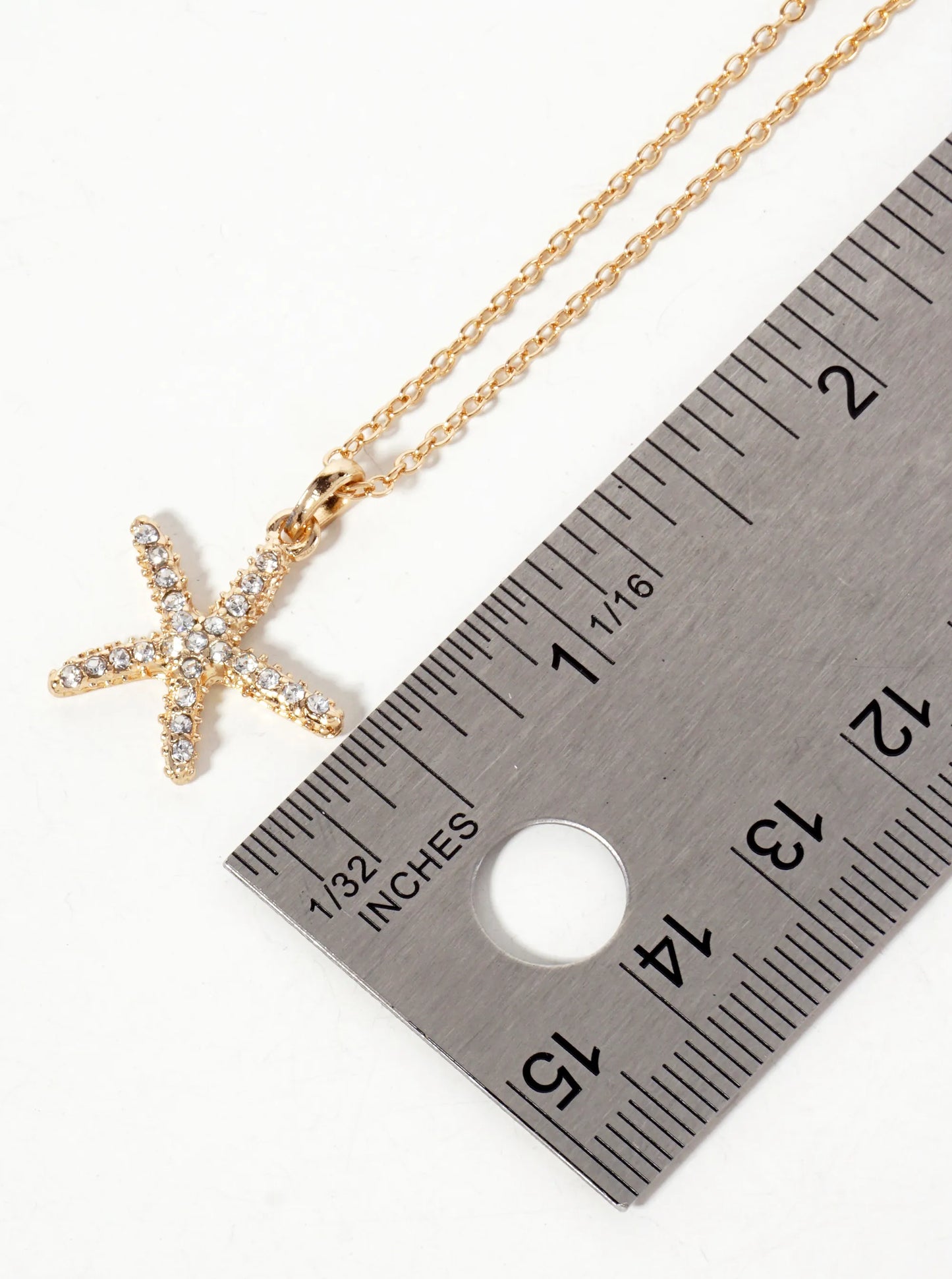 Sea-Life Crystal-Pave 20mm Starfish Pendant Necklace