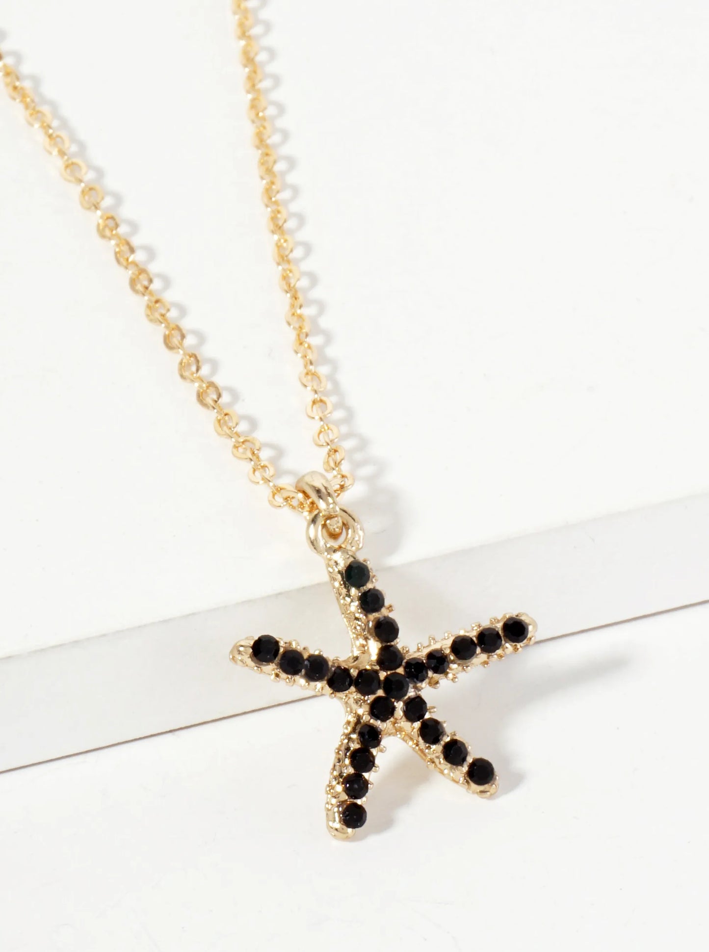 Sea-Life Crystal-Pave 20mm Starfish Pendant Necklace