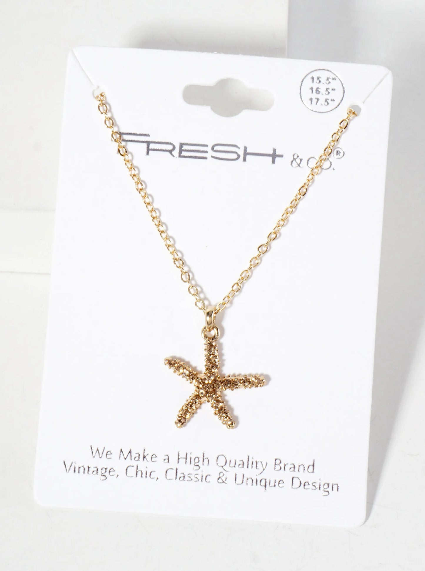 Sea-Life Crystal-Pave 20mm Starfish Pendant Necklace