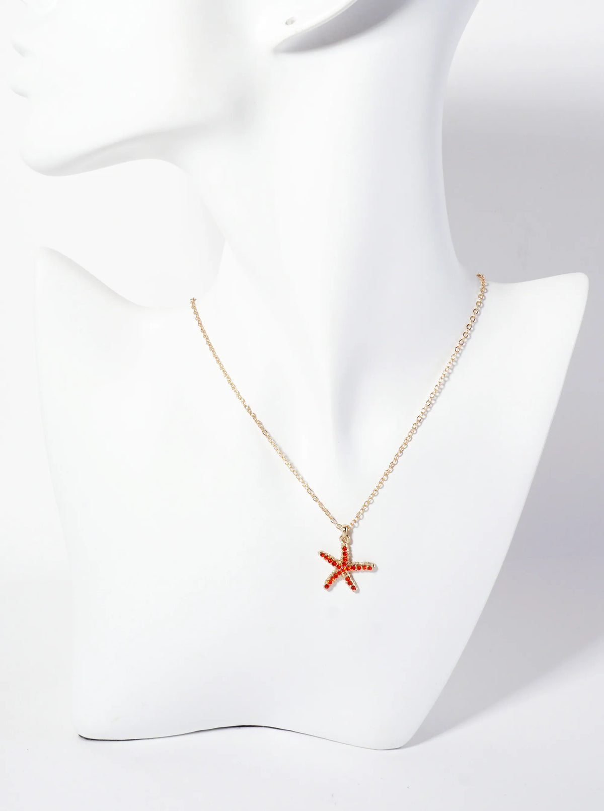 Sea-Life Crystal-Pave 20mm Starfish Pendant Necklace