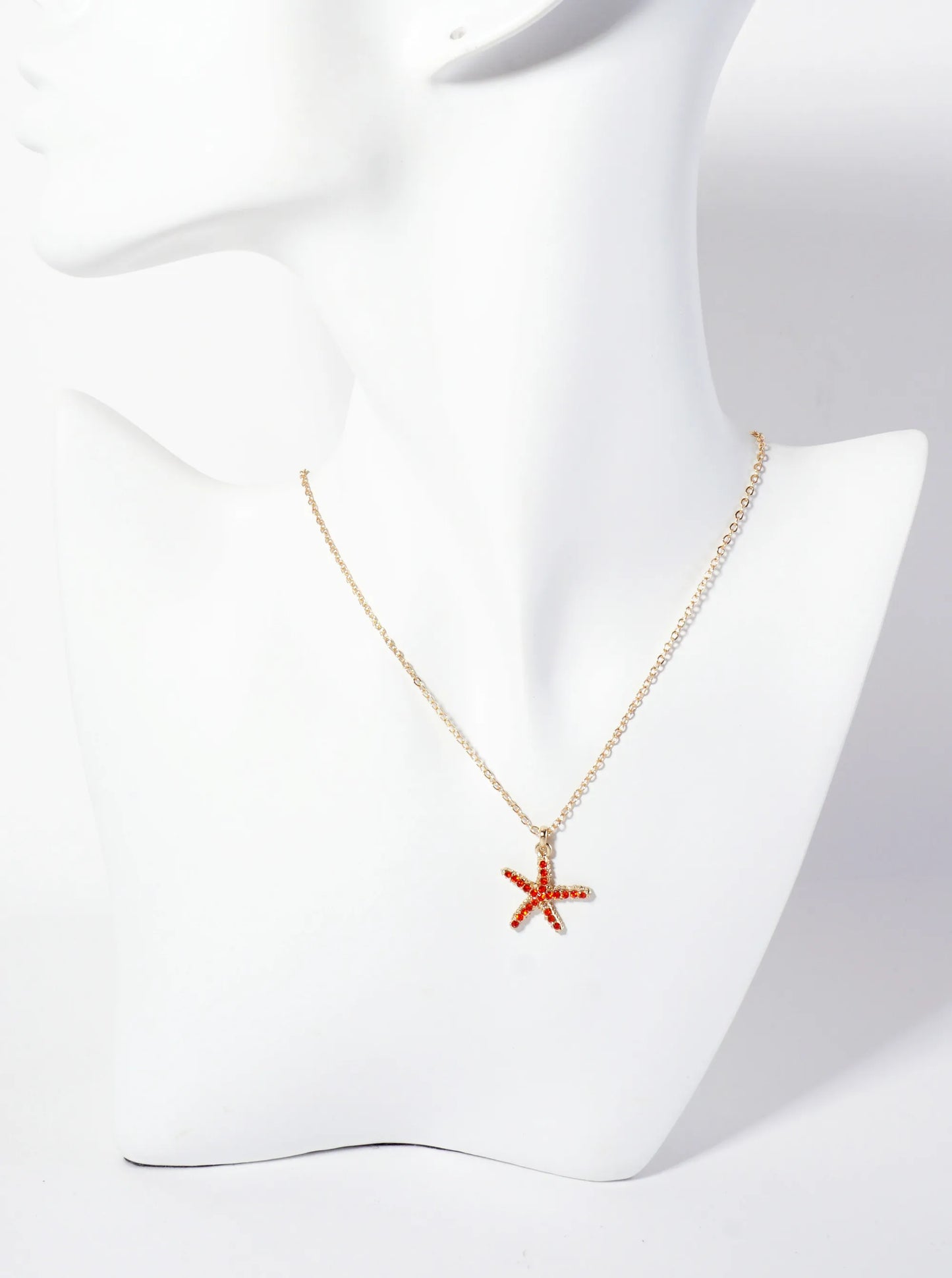 Sea-Life Crystal-Pave 20mm Starfish Pendant Necklace