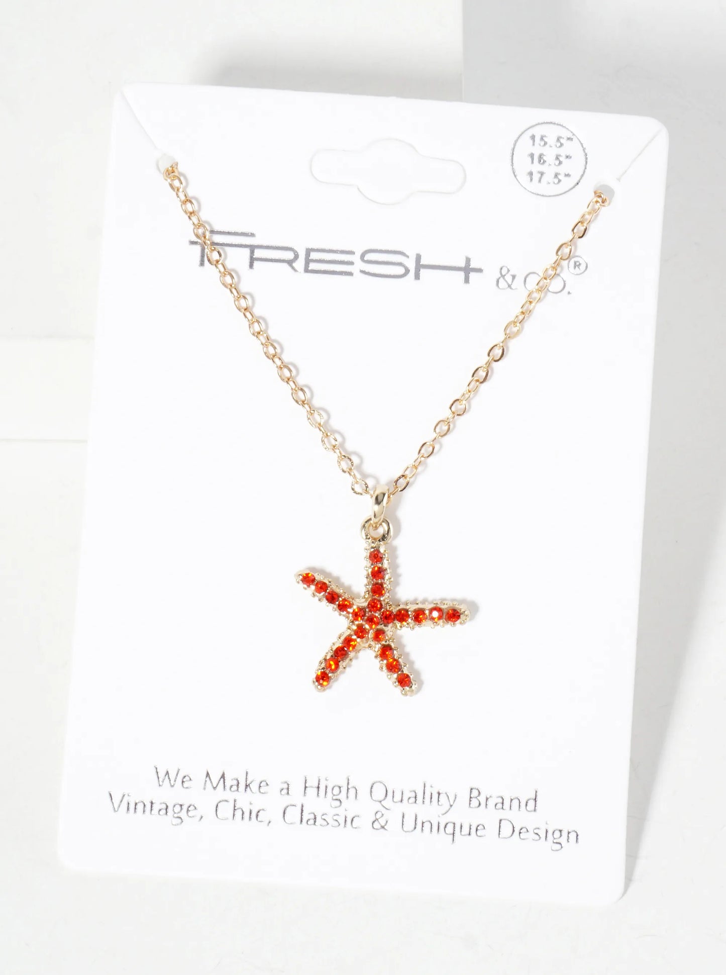 Sea-Life Crystal-Pave 20mm Starfish Pendant Necklace