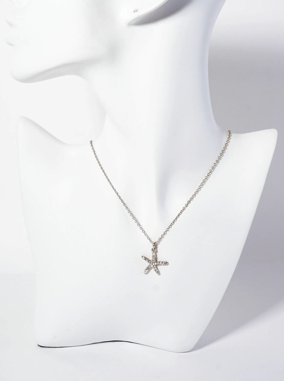 Sea-Life Crystal-Pave 20mm Starfish Pendant Necklace