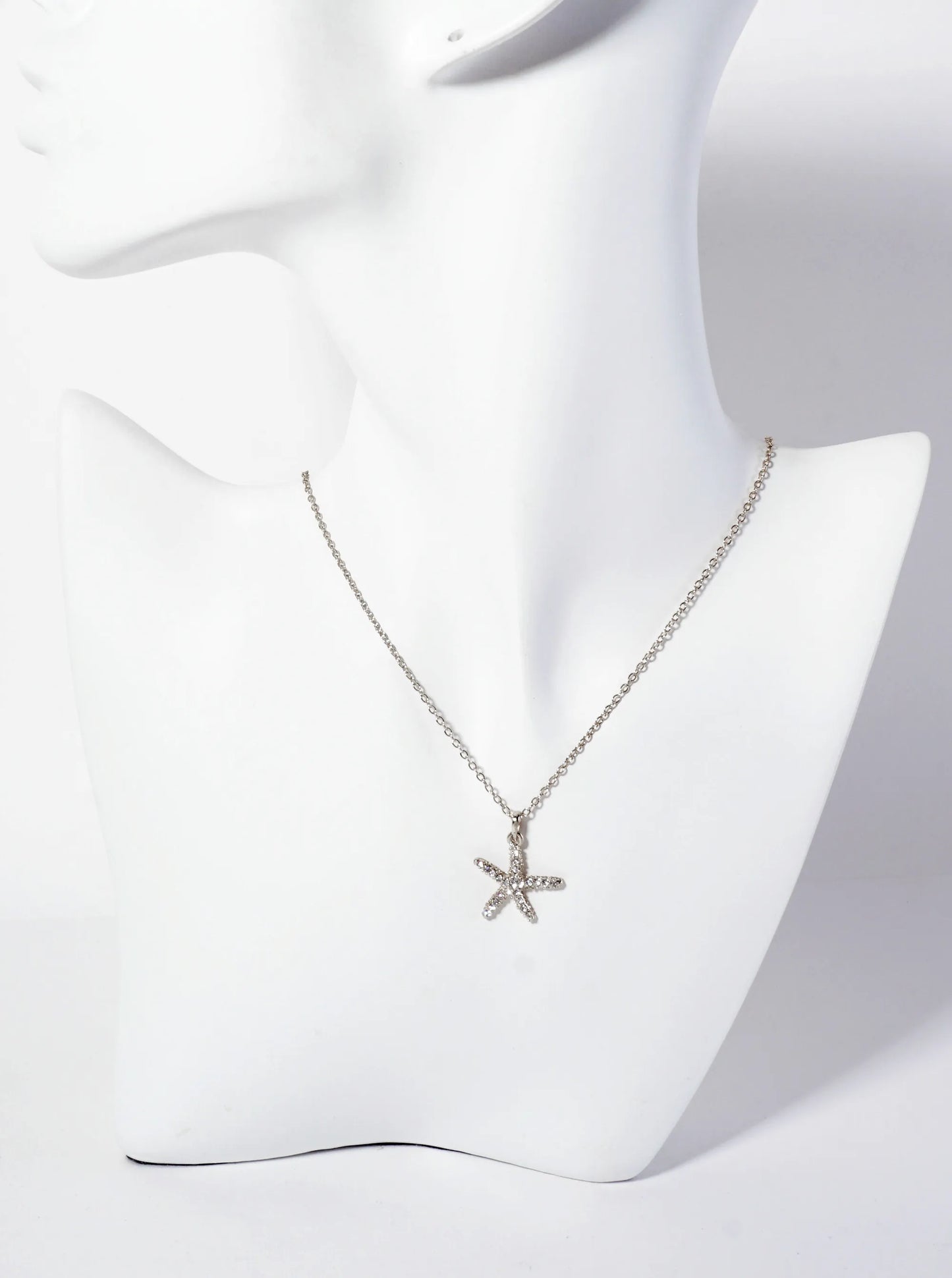 Sea-Life Crystal-Pave 20mm Starfish Pendant Necklace