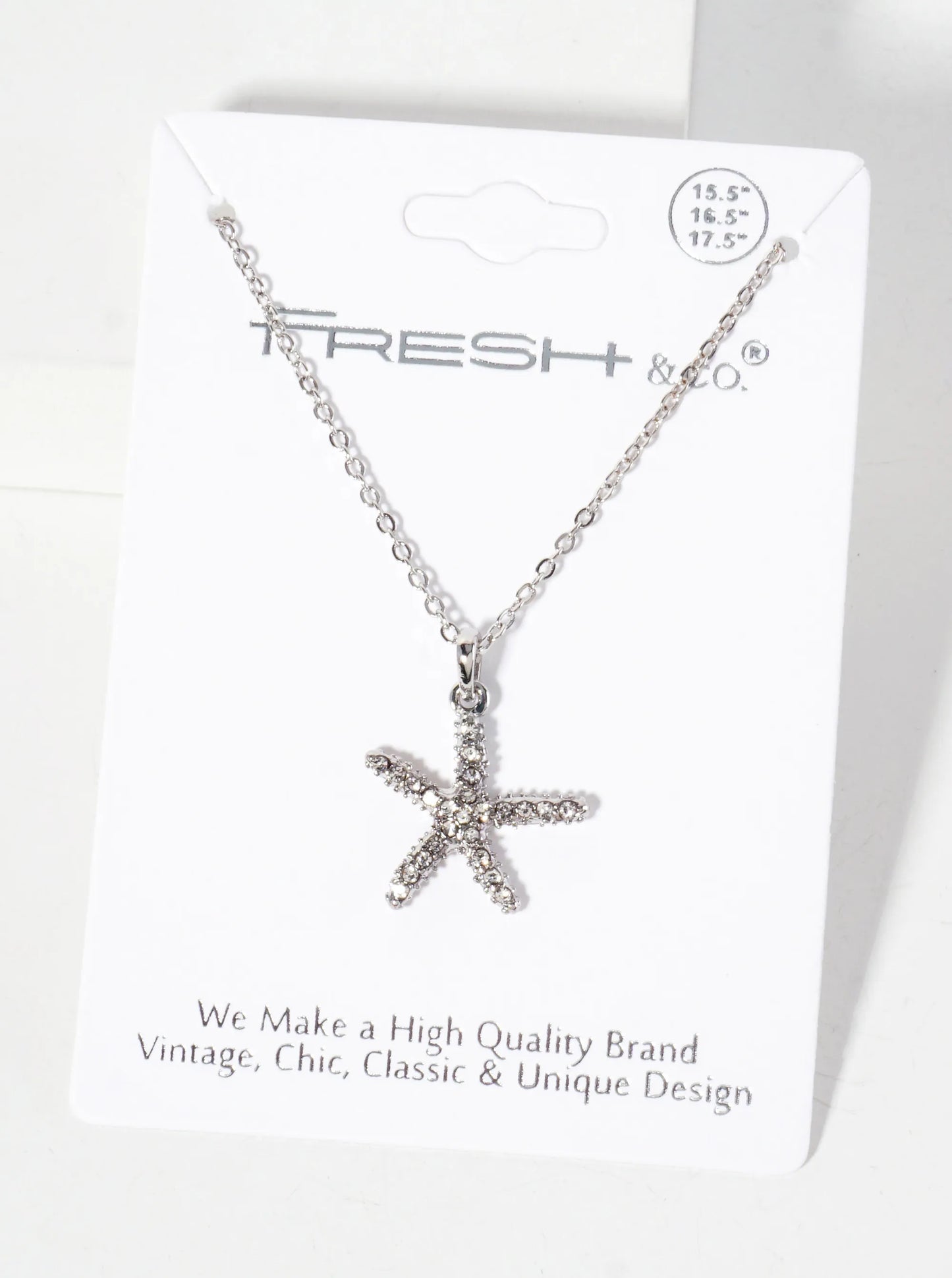 Sea-Life Crystal-Pave 20mm Starfish Pendant Necklace
