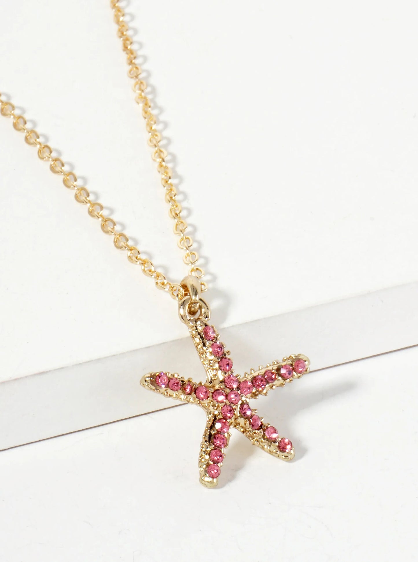 Sea-Life Crystal-Pave 20mm Starfish Pendant Necklace