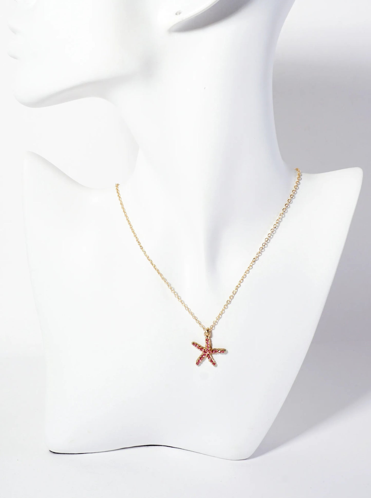 Sea-Life Crystal-Pave 20mm Starfish Pendant Necklace