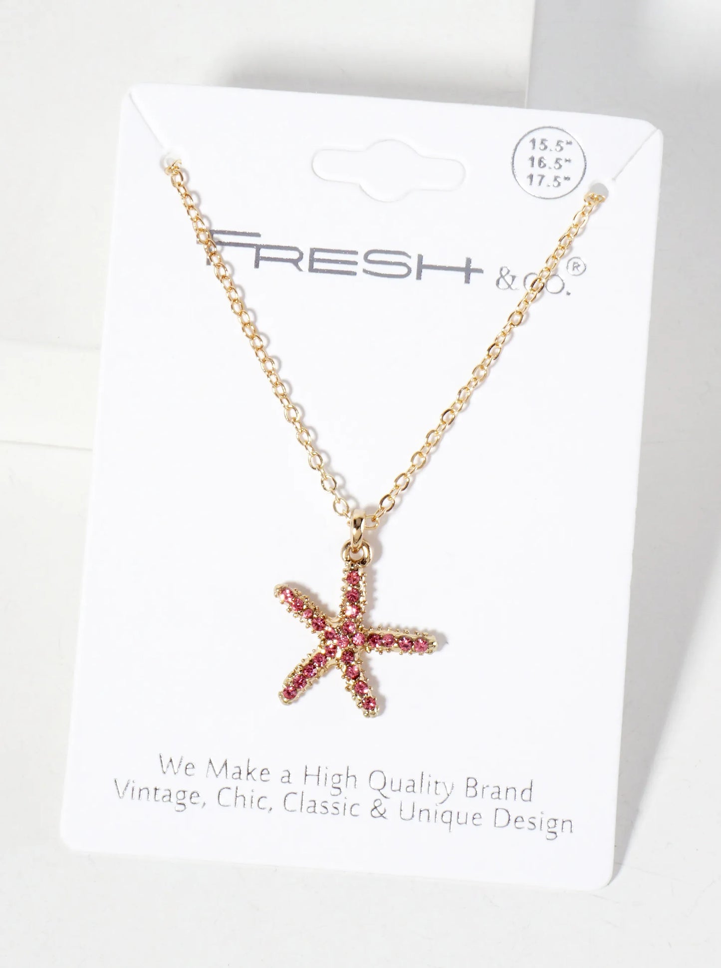 Sea-Life Crystal-Pave 20mm Starfish Pendant Necklace