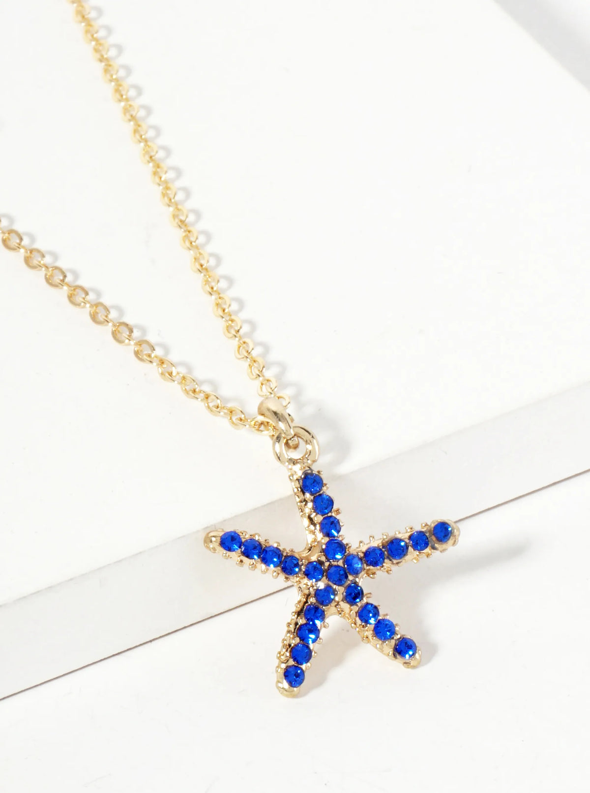 Sea-Life Crystal-Pave 20mm Starfish Pendant Necklace