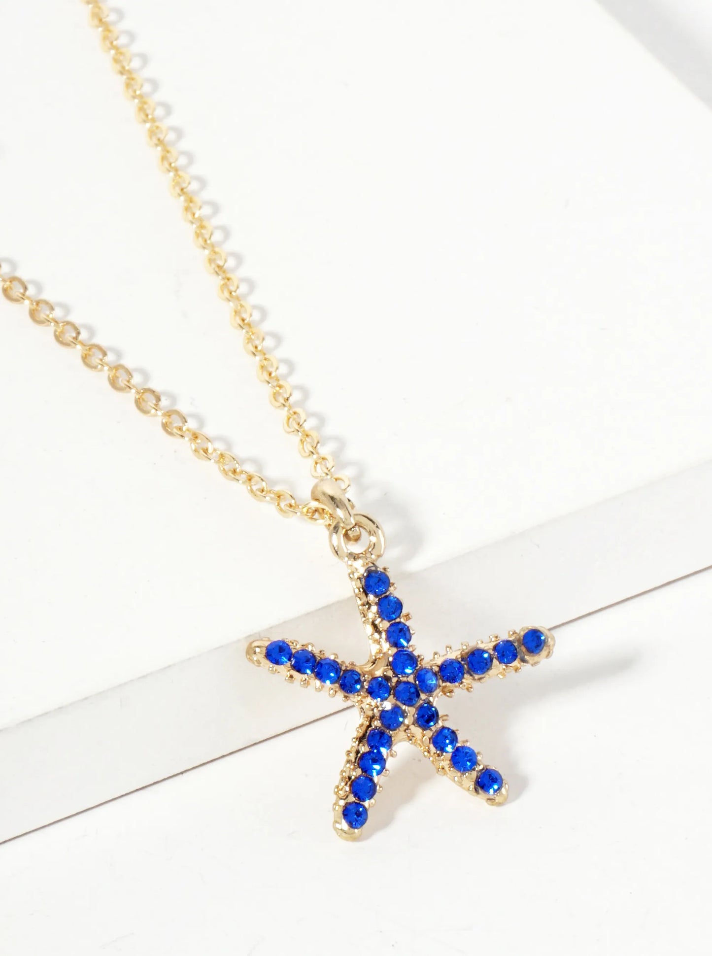 Sea-Life Crystal-Pave 20mm Starfish Pendant Necklace