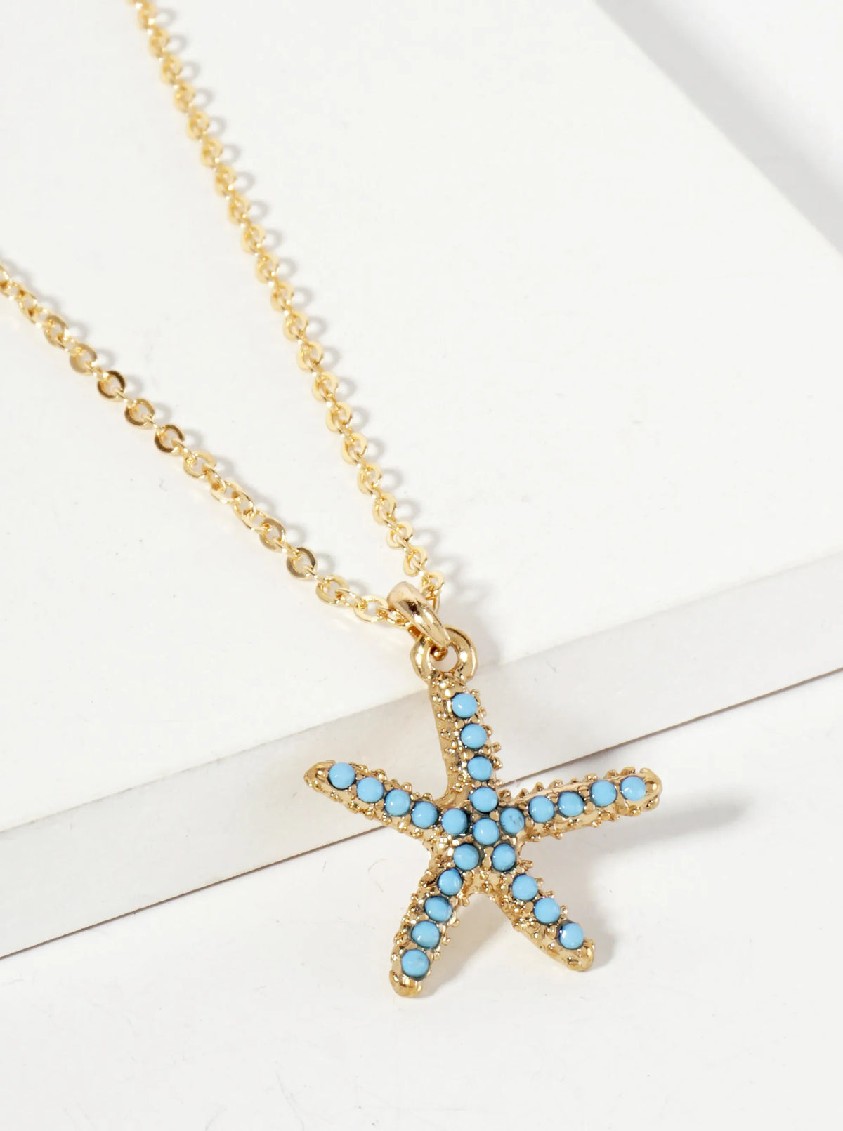 Sea-Life Crystal-Pave 20mm Starfish Pendant Necklace