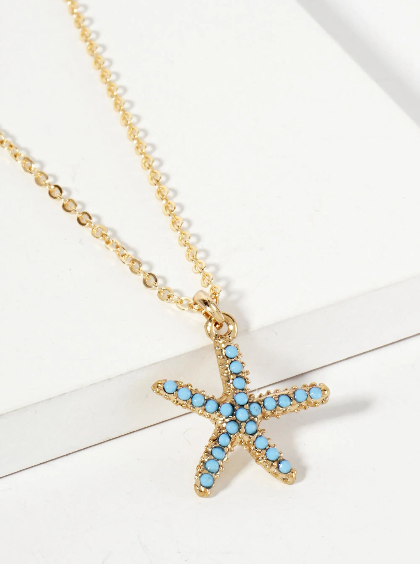 Sea-Life Crystal-Pave 20mm Starfish Pendant Necklace