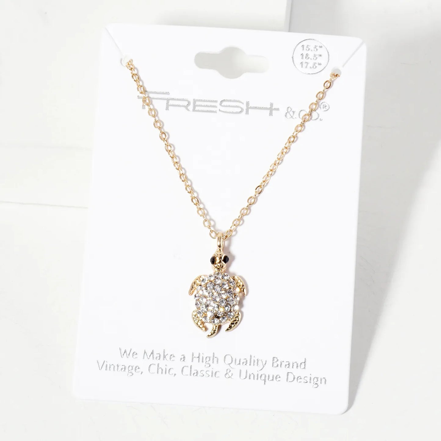 Sea-Life Crystal-Pave 20mm Turtle Pendant Necklace