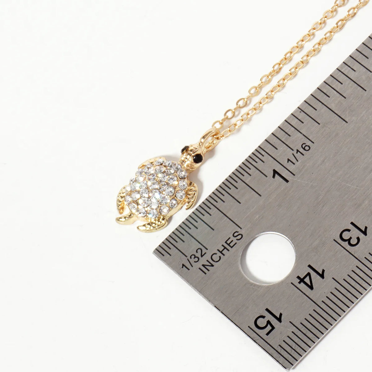 Sea-Life Crystal-Pave 20mm Turtle Pendant Necklace