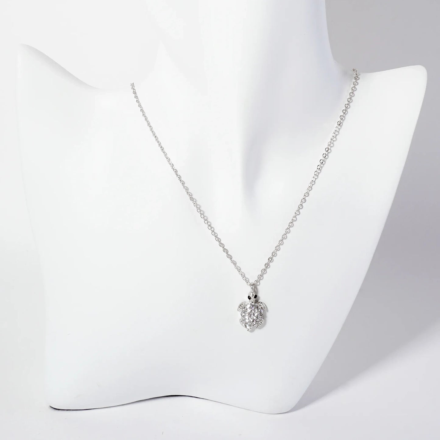 Sea-Life Crystal-Pave 20mm Turtle Pendant Necklace