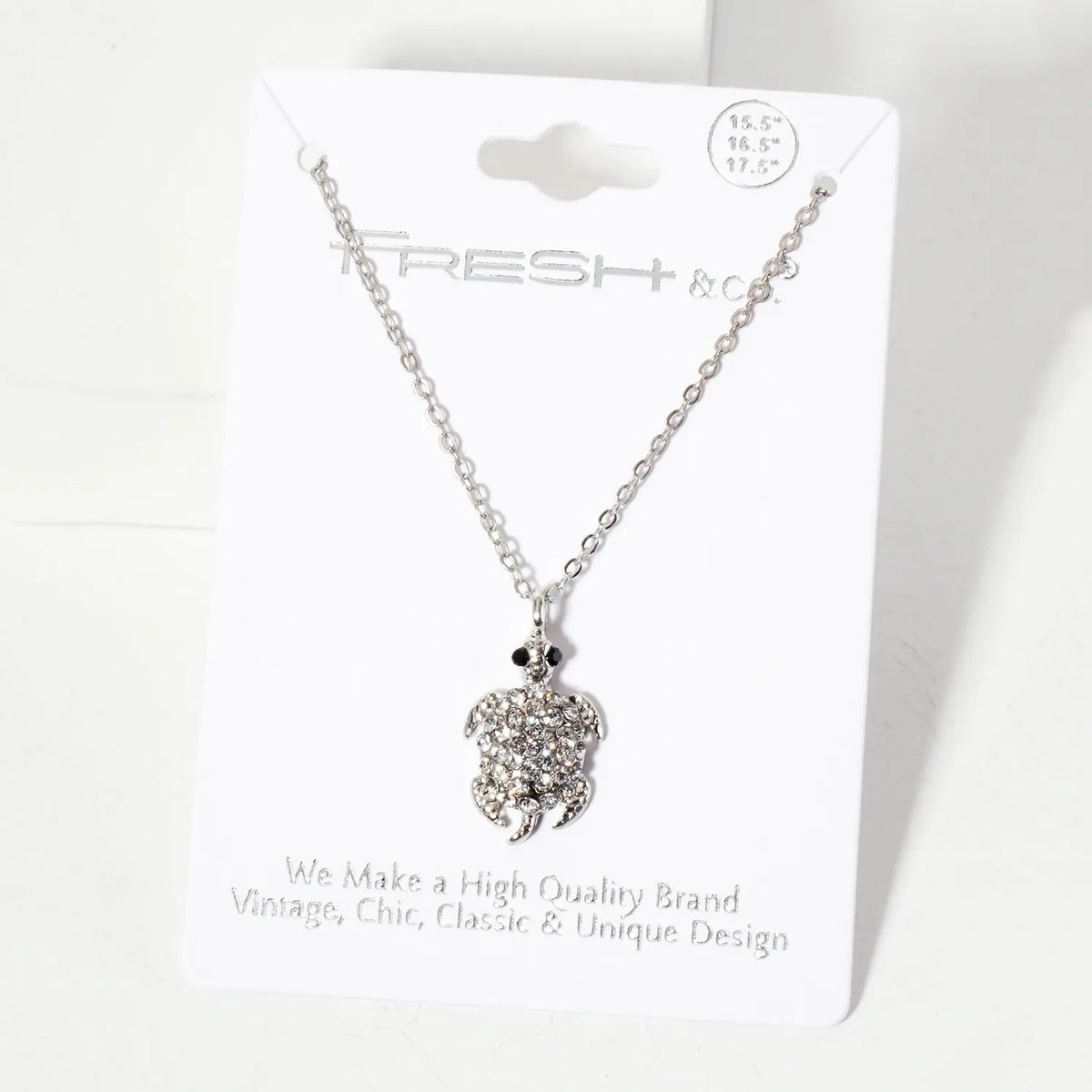 Sea-Life Crystal-Pave 20mm Turtle Pendant Necklace