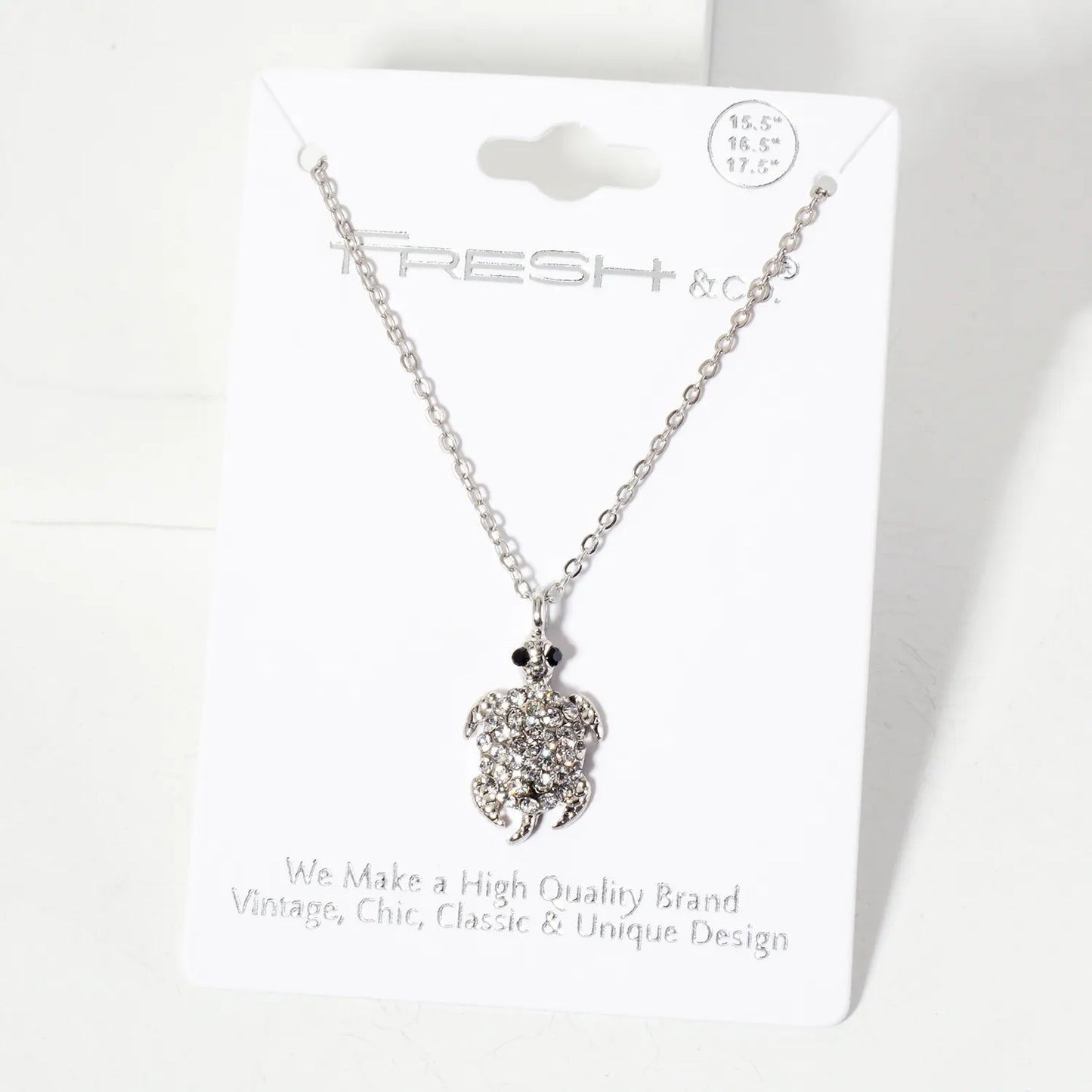 Sea-Life Crystal-Pave 20mm Turtle Pendant Necklace