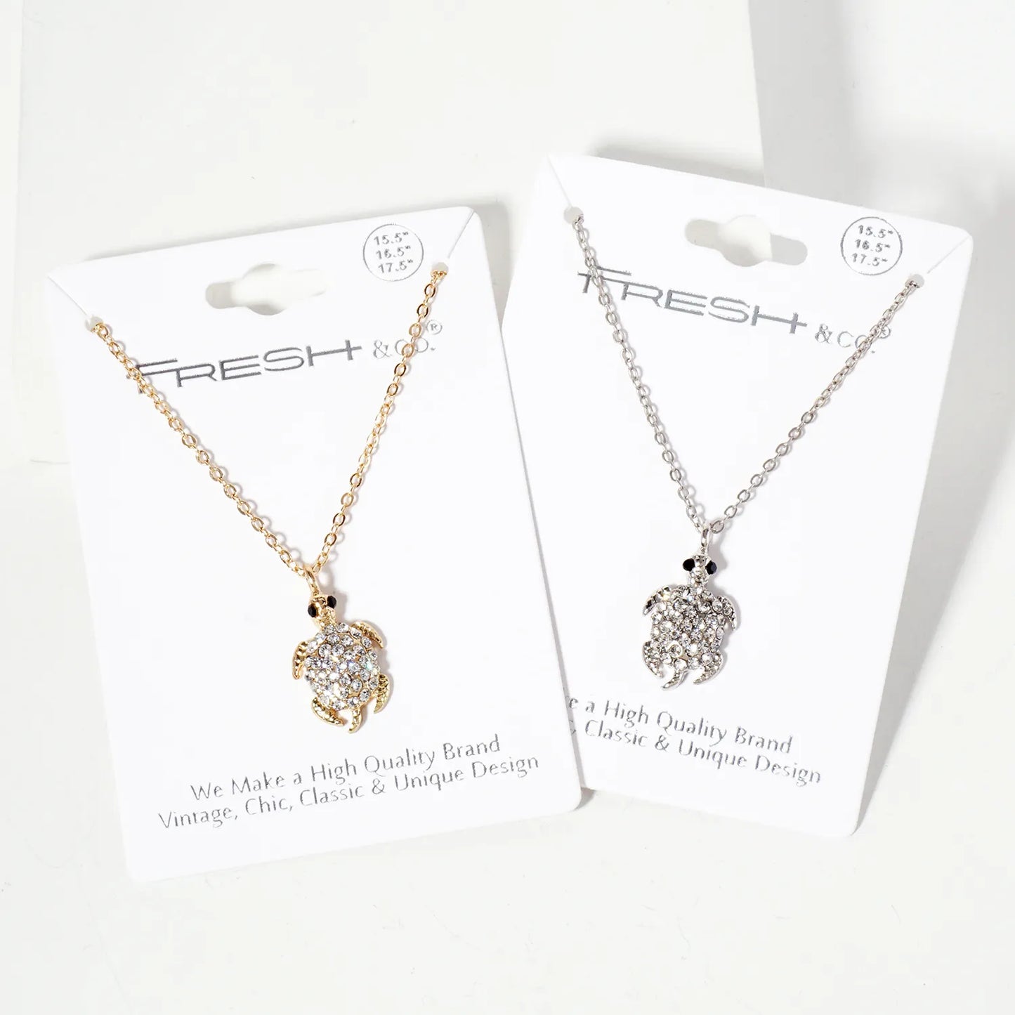 Sea-Life Crystal-Pave 20mm Turtle Pendant Necklace