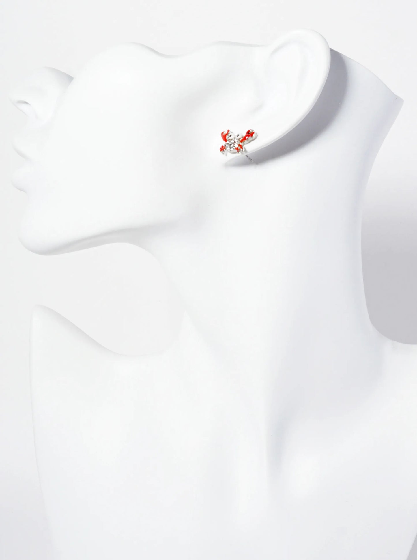 Sea-Life Crystal-Pave Enamel Fun Crab Stud Earrings