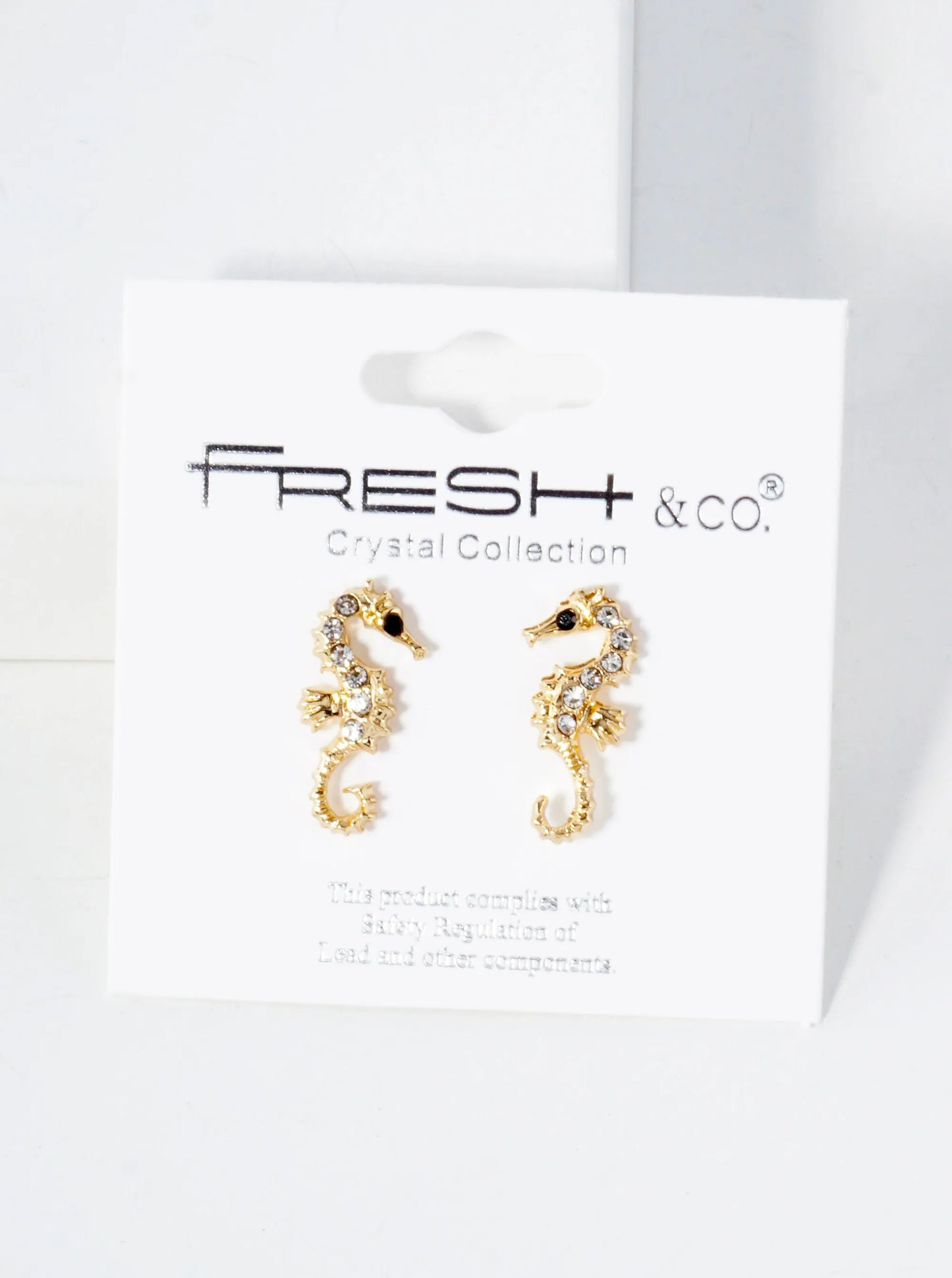 Sea-Life Crystal-Pave Seahorse Stud Earrings