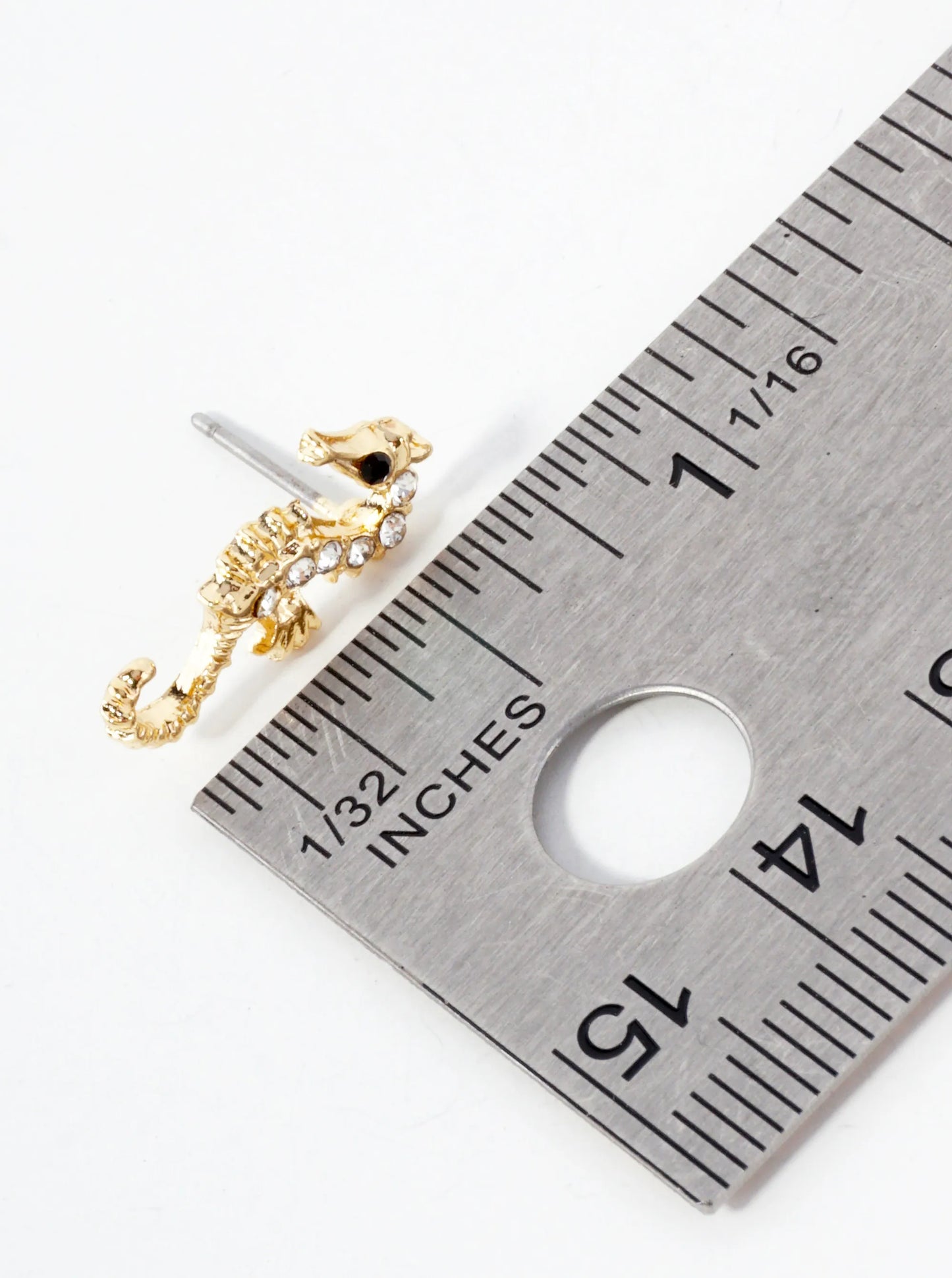Sea-Life Crystal-Pave Seahorse Stud Earrings