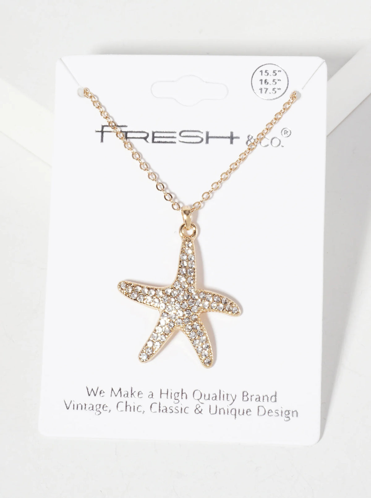 Sea-Life Crystal-Pave Starfish Sea-Star Pendant Necklace