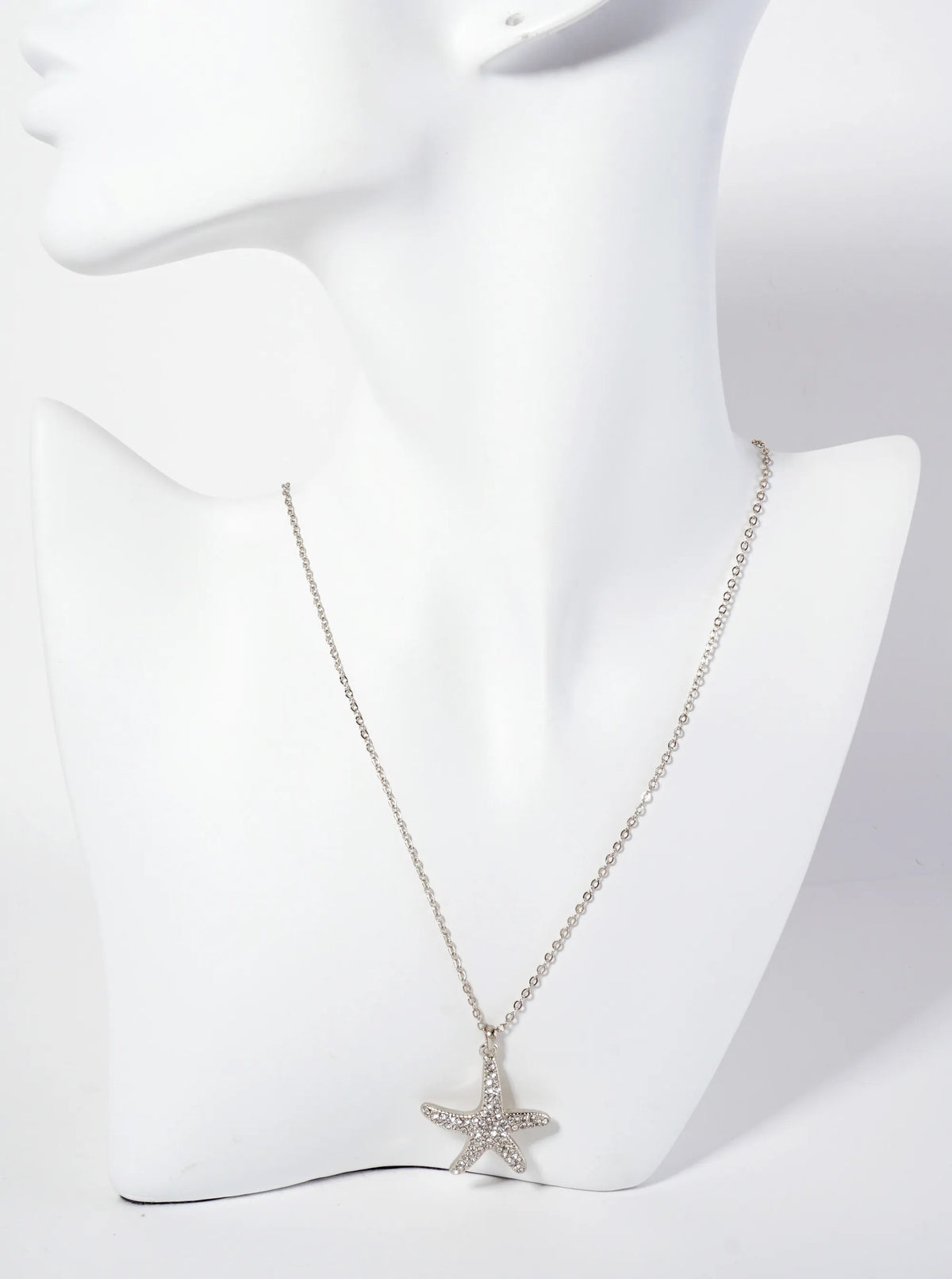 Sea-Life Crystal-Pave Starfish Sea-Star Pendant Necklace