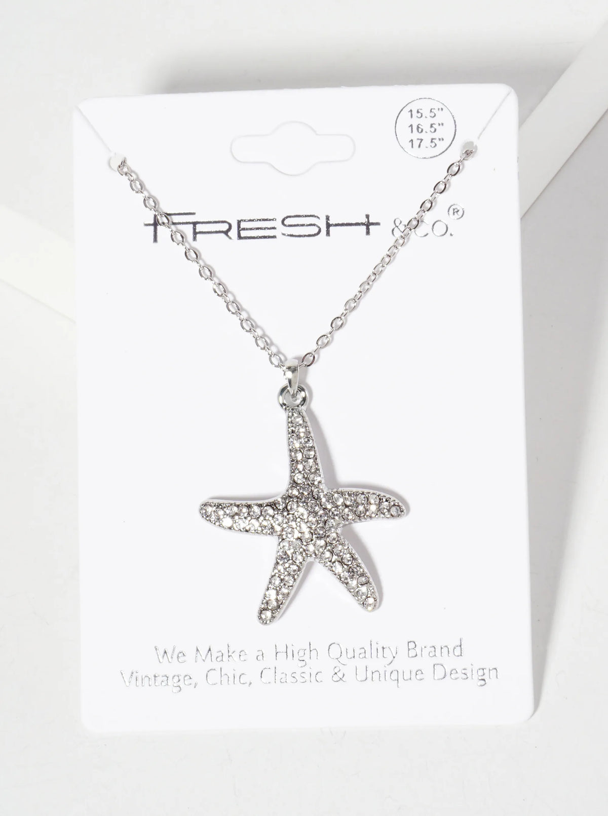 Sea-Life Crystal-Pave Starfish Sea-Star Pendant Necklace
