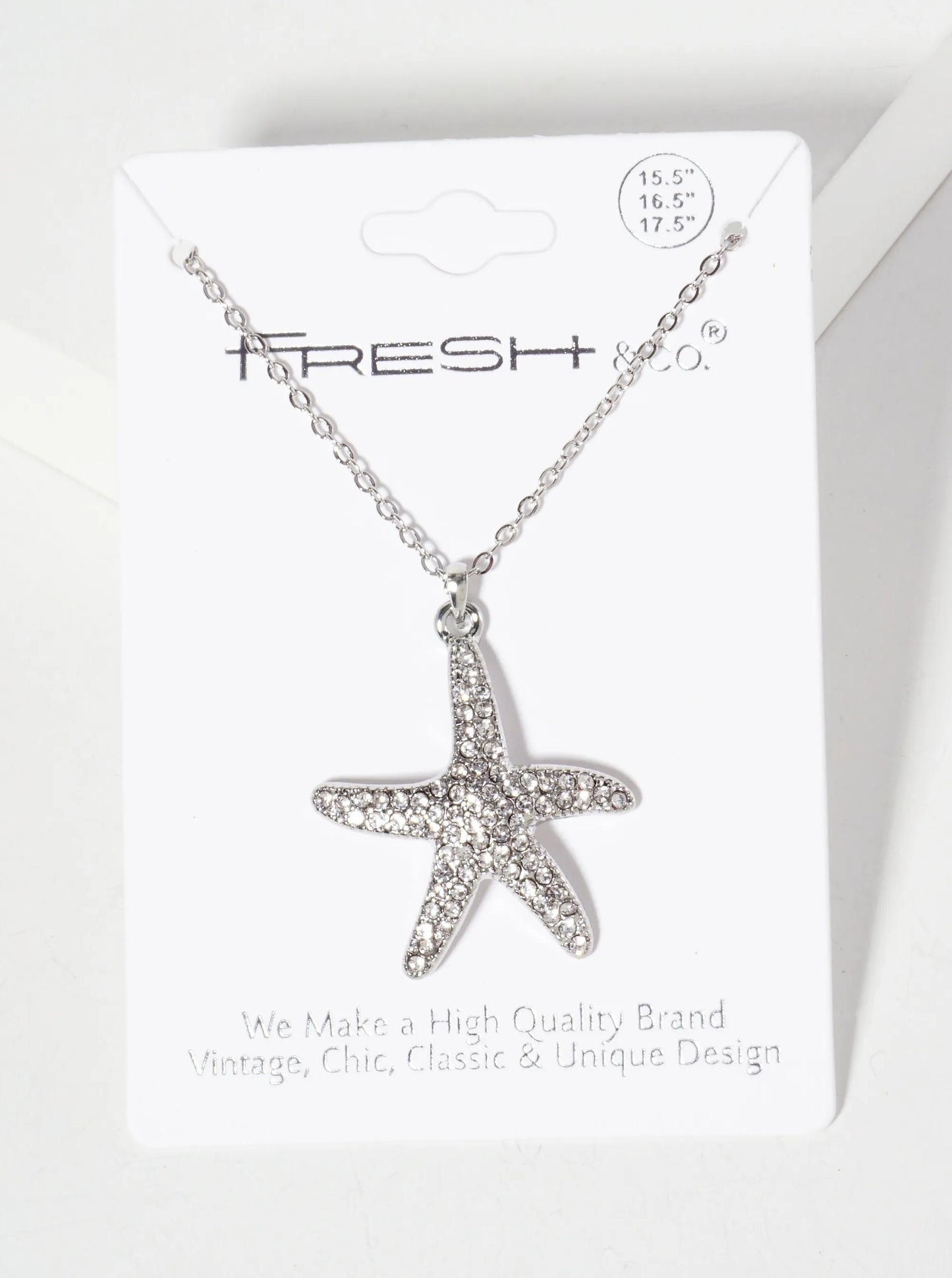 Sea-Life Crystal-Pave Starfish Sea-Star Pendant Necklace